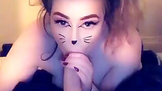 Amelia Skye em gato Vestido-up fode e Gargantas Fundas Pau Grande e Dildo no Snapchat